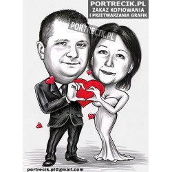 Walentynkowa karykatura ślubna
