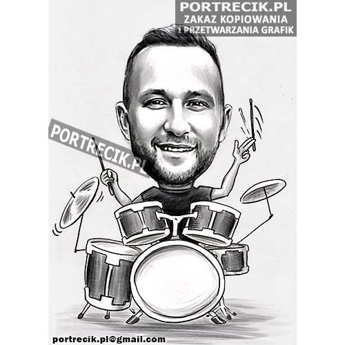 Karykatura muzyka - perkusisty