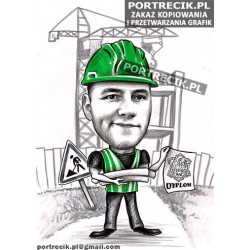 Karykatura budowlańca architekta