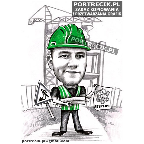 Karykatura budowlańca architekta