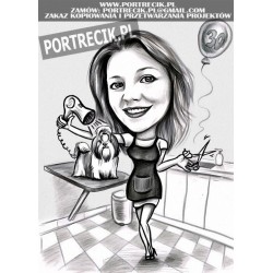 Karykatura psiego fryzjera / groomera