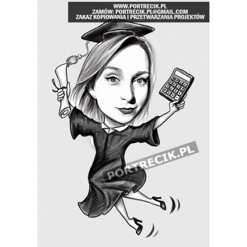 karykatura studentki / absolwentki