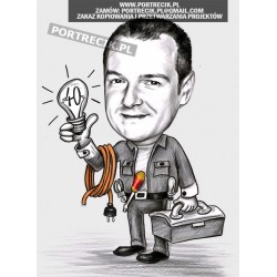 Karykatura elektryka na 40tkę