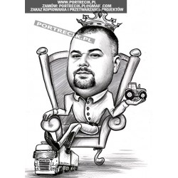 Karykatura kierowcy tira na tronie