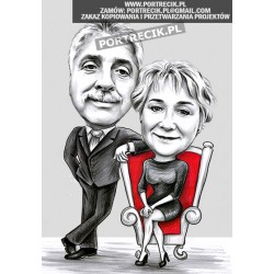 Karykatura na rocznicę ślubu - kobieta na tronie
