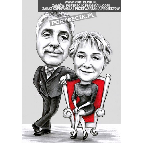 Karykatura na rocznicę ślubu - kobieta na tronie