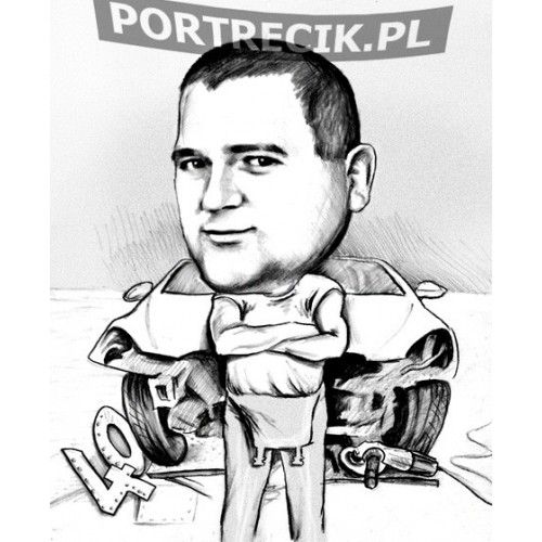 Karykatura mechanika samochodowego