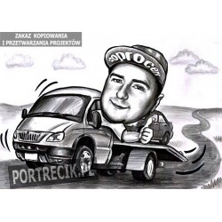 Karykatura kierowcy lawety