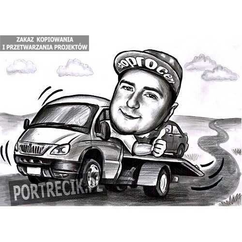 Karykatura kierowcy lawety