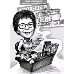 Karykatura urzędniczki przy...