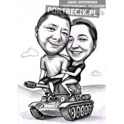 Karykatura pary siedzącej...