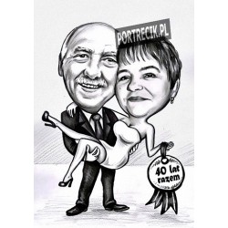 Karykatura na rocznicę ślubu 40 lat razem