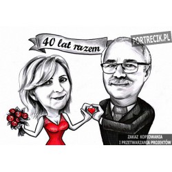 Karykatura na czterdziestą 40 rocznicę ślubu