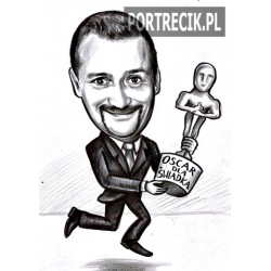 Karykatura świadka z Oscarem