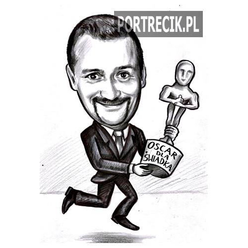 Karykatura świadka z Oscarem