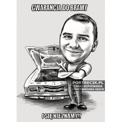 Karykatura mechanika w stylu internetowego mema