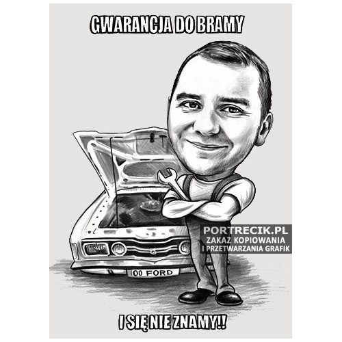 Karykatura mechanika w stylu internetowego mema