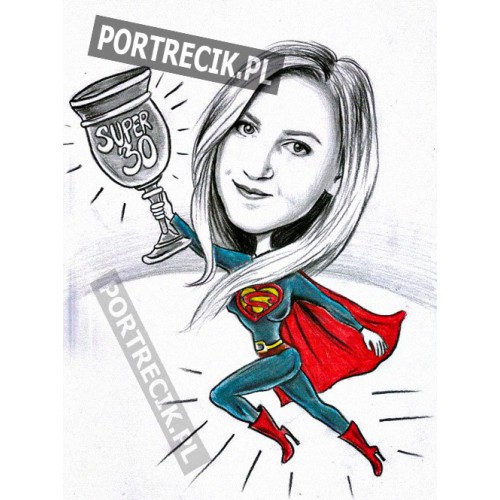 Karykatura na 30-tkę - superwoman