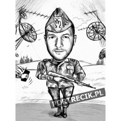 Karykatura żołnierza / wojskowego