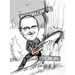 Karykatura pilarza / drwala