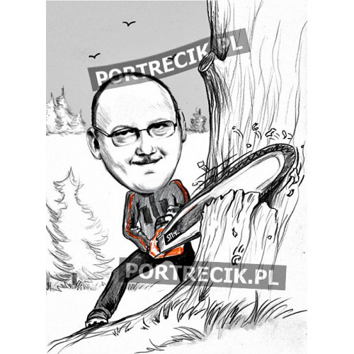 Karykatura pilarza / drwala