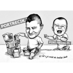 Karykatura ojca - na 40-te urodziny