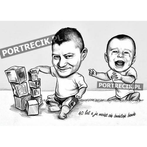 Karykatura ojca - na 40-te urodziny