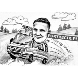 Karykatura ratownika medycznego
