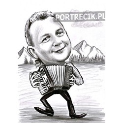 karykatura akordeonisty