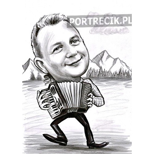 karykatura akordeonisty