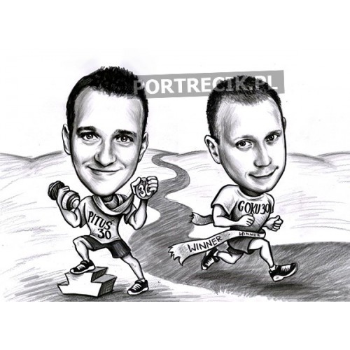 Karykatura dwóch biegaczy