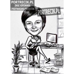 Karykatura kobiety w biurze