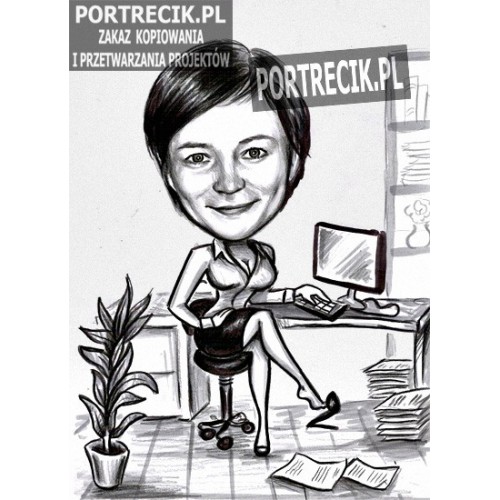 Karykatura kobiety w biurze