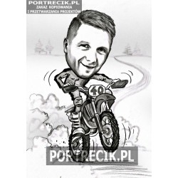 Karykatura motocyklisty na crossie 2