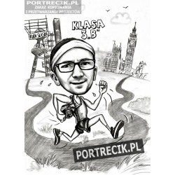 karykatura biegacza - turysty