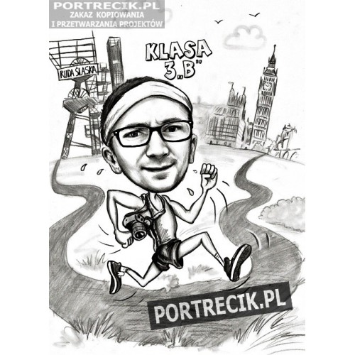 karykatura biegacza - turysty