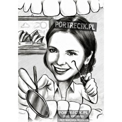 Karykatura dentystki lub dentysty