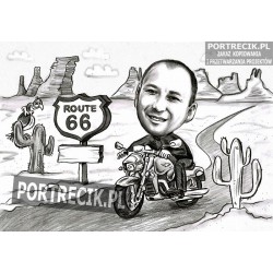 karykatura motocykl harley davidson route 66