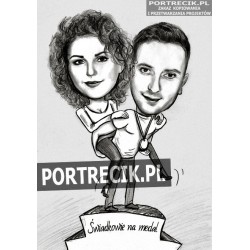 Karykatura świadków na podium