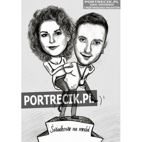 Karykatura świadków na podium