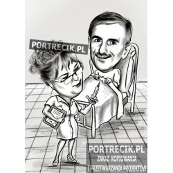 Karykatura pary - pielęgniarki i pacjenta