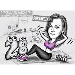 Karykatura urodzinowa fitness