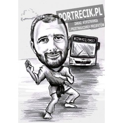 Karykatura kierowcy autobusu - karateki