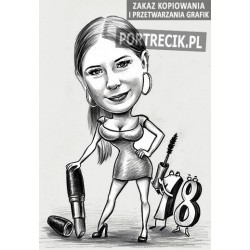 Karykatura kosmetyczki na 18-tkę