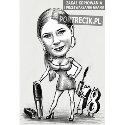 Karykatura kosmetyczki na 18-tkę