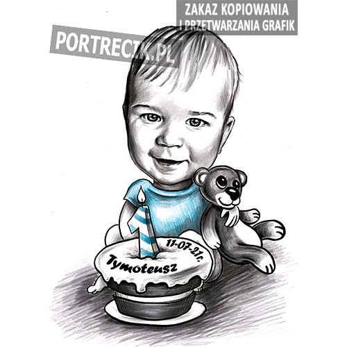 Karykatura chłopca na roczek