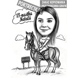 Karykatura na koniu na 18tkę