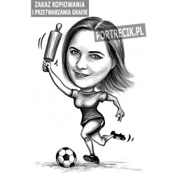 Karykatura piłkarki z wałkiem