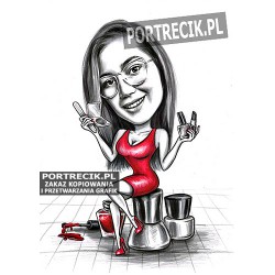 Karykatura manikiurzystki na lakierze do paznokci