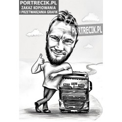 Karykatura tirowca kierowcy tira